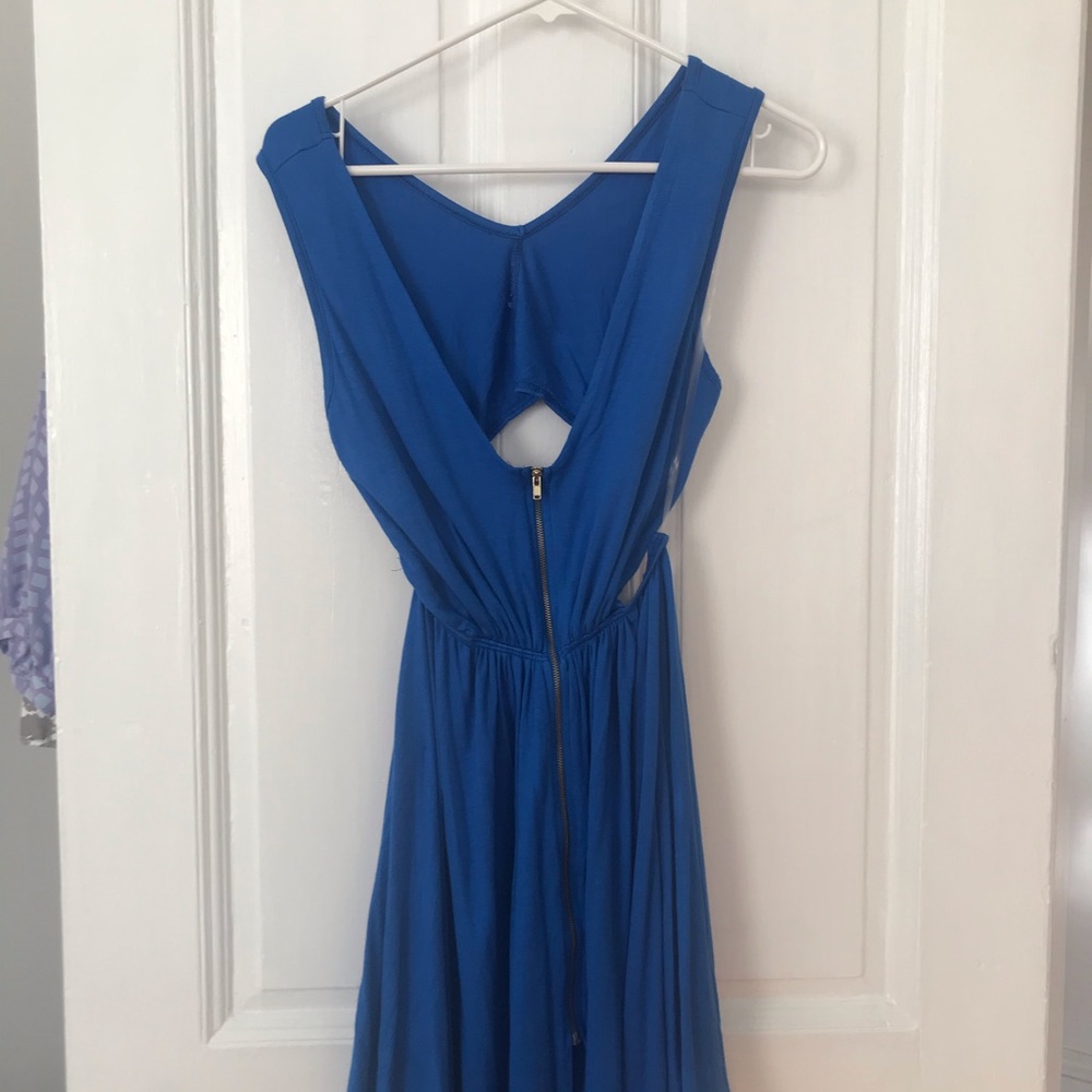Bright Blue Flowy Cutout Dress